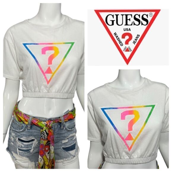 ‎Y2K Guess Originals 1981 White Crop Top -- XS - Picture 1 of 12